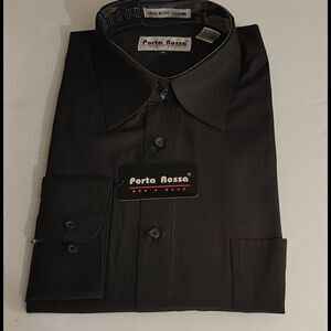 MEN'S PORTA ROSA BLACK CUT A WAY COLLAR DRESS SHIR